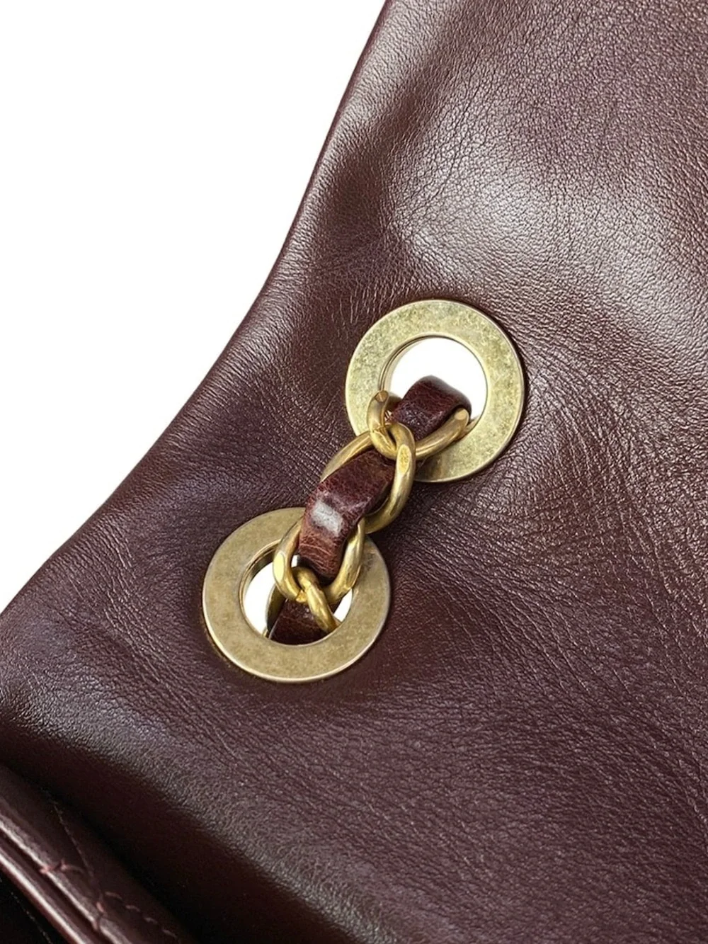 Authentic CHANEL Soft elegance quilted burgundy calf skin 2way bag